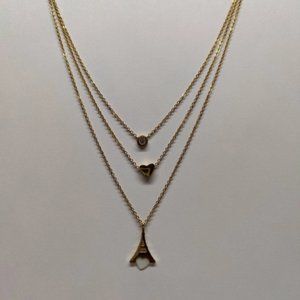 Brilho Paris Love Layered Charm Chain Necklace